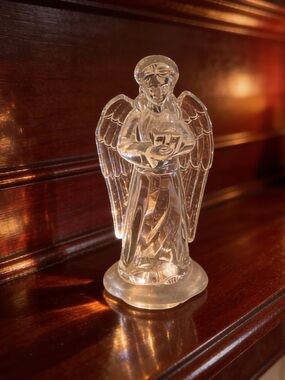 Vintage 7” Glass Angel Figurine Holiday Decor